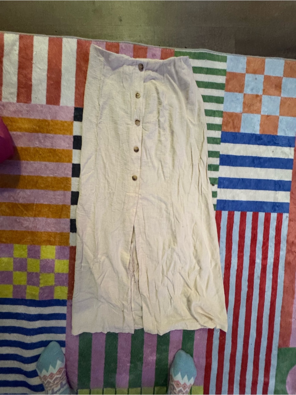 Paper Crane Cream Button-Front Midi Skirt